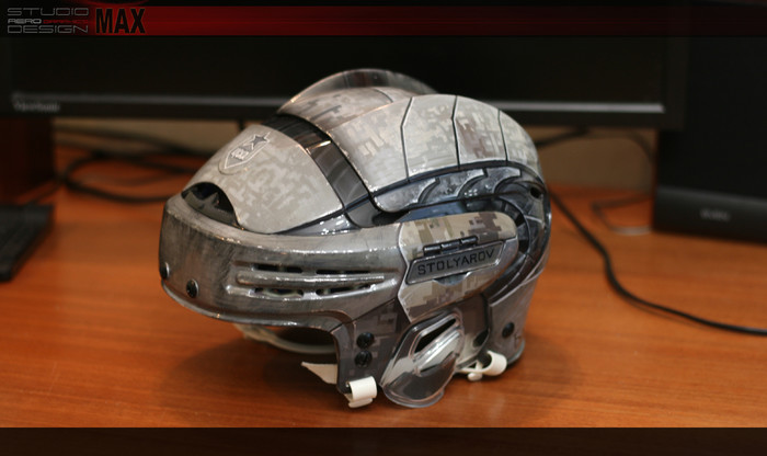 аэрография на хоккейном шлеме для игрока цска